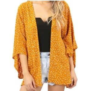 Rip Curl Mustard and White Patterned Kimono